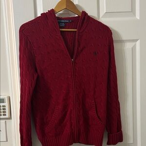 Ralph Lauren Men's Red Zip-Up Sweater